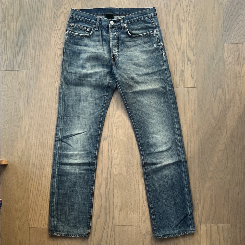 Dior Men's Faded Blue Straight Jeans